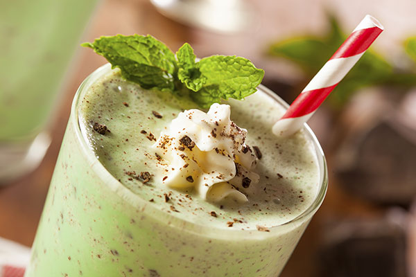 Mint chocolate chip St. Patrick's Day milkshake