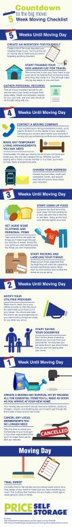 Countdown to the Big Move: 5 Week Moving Checklist Infographic by Price Self Storage 