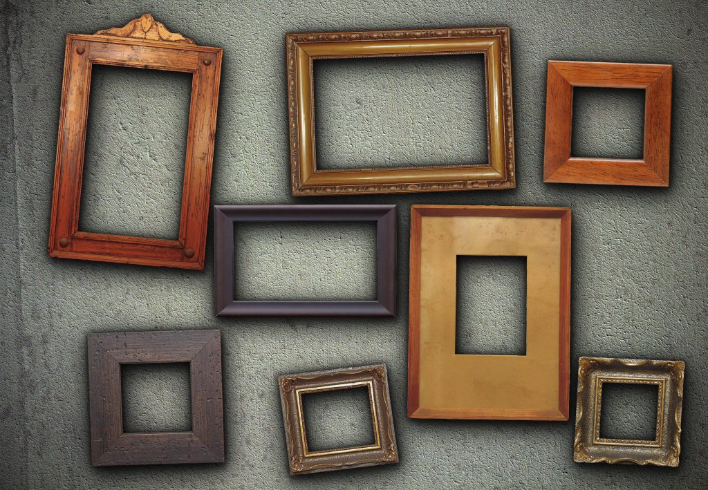 Collection of picture frames on a wall