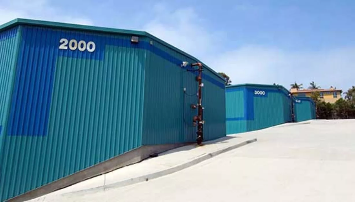 Metal siding on drive up self storage building