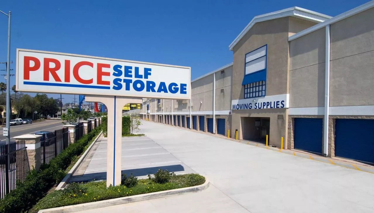 Price Self Storage National Blvd. monument sign.