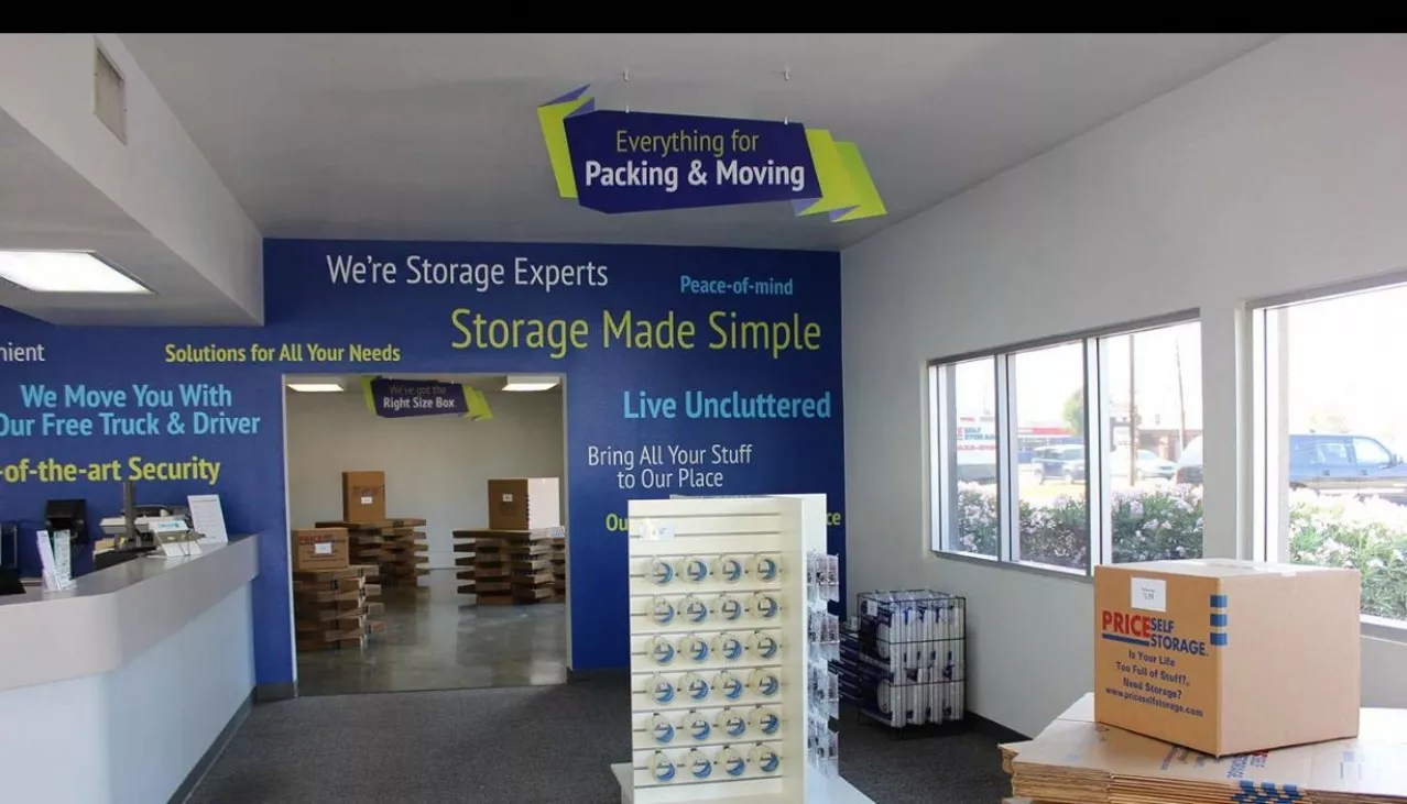 Price Self Storage Azusa rental office with packing and moving supplies & merchandise for sale