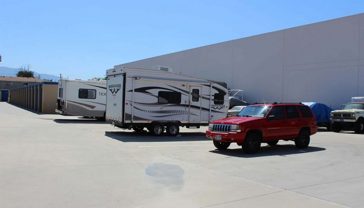 RV and SUV parked in our storage parking spaces
